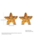 Gold starfish earrings in stainless steel with natural texture and 26mm size - Starfish Natural Texture (FYD6167)