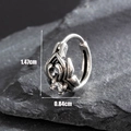 Vintage geoxideerde roestvrijstalen oorring met heldere zirkoon en hol patroon - Holle Zirkoon Stijl (S388)