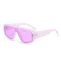 Futuristic large frame shield sunglasses with purple translucent geometric frames - Purple Pink Frame Purple Lens