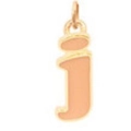 Ciondolo lettera j in acciaio inossidabile placcato oro 18K con smalto rosa pesca - Lettera J