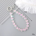 Iridescent beaded keychain with heart chain and dog pendant, length 15cm and weight 27g - Plated Crystal Heart Charm - AB Rainbow (K3326)
