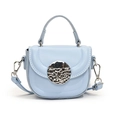 Mini light blue saddle shoulder bag for children with adjustable strap and silver buckle - Blue