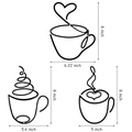Lot de 3 stickers muraux tasses à café en acrylique noir avec spécifications de taille 8 pouces - Grand 20cm Lot de 3 / Noir