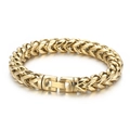 Classic golden stainless steel Franco dragon bone chain bracelet with folding clasp - 10mm / Gold
