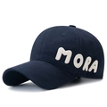 Navy blue baseball cap with white MORA 3D embroidery and adjustable cotton design - Adjustable / Navy Blue