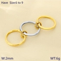 Interlocked triple-band ring with gold and silver finishes in a minimalist stackable style - US 6 / Mixed-Gold Triple-Linked Plain Style (KR114302-Z)