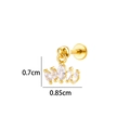 Elegant gold crown labret stud earring with micro-pave marquise zircons and internal threading - Crown (2635-1) / Gold