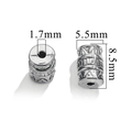 Silver stainless steel spacer bead with mantra carving 8.5x5.5mm size and 1.7mm hole - Vintage Carved / Steel