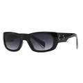 Square black sunglasses with gradient lenses and star-shaped metallic stud details - C1 Black Frame Grey Gradient Lens Clear Temples