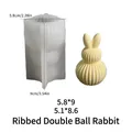 Striped rabbit silicone mold for Easter candles featuring vertical texture and dual ball design - Striped Double Ball Rabbit
