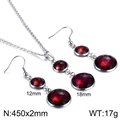 Set gioielli in acciaio al titanio con cristalli sfaccettati rossi tondi, collana e orecchini - Viola (KS217521-Z)