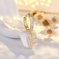 Micro-pave zircon gold letter F hoop earring made of S925 silver in luxury finish - Letter F (Gold)