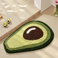 Absorbent avocado shaped bath mat with non-slip plush texture for bathroom floor - Fresh Avocado
