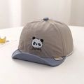 Detailed view of baby cap featuring panda embroidery and breathable grey fabric - 50cm (1-3 Years) / Gray