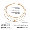Detailed size specifications for triple-layer gold stainless steel chain necklace - Layered Triple Chain Style (JDN2410044)