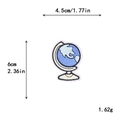 Globe embroidered iron-on patch for DIY clothing, 4.5x6cm blue planet needlework detail - GZ-2766 With Adhesive Backing