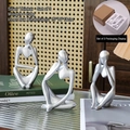 Set di 3 statue pensatore argento regalo di nozze creativo decorazione per la casa - Set da 3 pezzi / Argento
