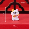Miniature resin fortune cat figurine wearing sunglasses with gold fan for desk decor - Lucky Cat with Fan