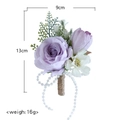 Wedding boutonniere with purple rose and pearls, 13x9cm floral lapel pin for groom - Lilac Purple