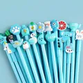 Set of 20 assorted light blue cartoon gel pens with cute silicone animal toppers - 20 Pcs Blue Series