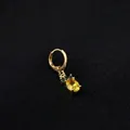 Golden pineapple earring hoop with yellow crystal and green leaf-shaped gemstones - Pineapple Style (HSPJ335-5#)