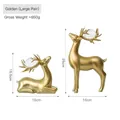 Golden resin deer figurines set of two with glass ball accents in large size variant - Large Set of 2 / Gold