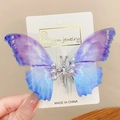 Fermaglio per capelli a farfalla in tulle sfumato viola e blu con perle bianche - 8# Viola Blu Grande 1PZ