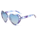 Heart shaped sunglasses featuring blue purple marble frames and gradient lenses - Polarized Lens / Blue Purple Marble Frame (Polarized)
