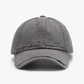 Distressed dark grey washed cotton baseball cap with retro frayed edges and soft top design - Dark Grey (23A052)