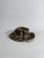 Detail view of woodland camouflage boonie hat with vent holes and adjustable chin strap - One Size / Battlefield Camo I