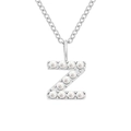 Collana in acciaio inox con ciondolo iniziale Z argentato e perle incastonate - Z-Argento