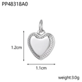 Detalle de colgante de corazón plateado pulido con medidas 1,2 cm alto y 1,1 cm ancho - Corazón Pulido Plateado (PP48318A0)