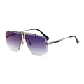 Chic rimless sunglasses with purple gradient lenses and silver metal frame for women - Silver/Gradient Blue