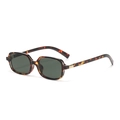 Modische quadratische Sonnenbrille für Damen, Retro-Tortoise-Rahmen mit dunklen Gläsern. - Grüne Linse Sonnenbrille / Schildpatt