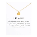 Detailed view of a gold heart pendant necklace on an I Love You message gift card - Heart White Card (YH6166) / Gold