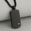 Zwarte dog tag ketting met Onzevader gravure en kristallen steen van roestvrij staal - Zwart (Alleen Hanger)