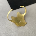 Elegant gold ginkgo leaf open bangle in minimalist stainless steel for women - Gold