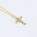 Minimalistische Goldene Kleeblatt-Halskette mit bunten Zirkonia und feiner Kette - Kreuz (XL3326-4)