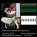 Green Merry Christmas flower wrapping sheet for single apple bouquet, 34x19.5cm cardstock - 10 Sheets/Pack / Green Snowflake Wrapping Sleeve