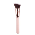 Brocha de maquillaje biselada con mango rosa claro y férula oro rosa para base - Brocha angular / Rosa Angulado