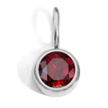 Silver stainless steel 8mm birthstone pendant with round red rhinestone crystal - January - Red - Gold Color
