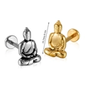 Bijoux de piercing statue de Bouddha en or et argent, taille 10,2 mm de haut - Bouddha-NO 14