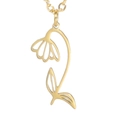 Minimalist 18k gold plated stainless steel floral pendant with lily design on white background - Gold Color Snow Lotus