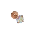 Pendiente de acero inoxidable oro rosa con cristal de circón redondo iridiscente - Oro Rosa AB Circonita