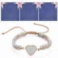 Handgefertigtes Herz-Natursteinarmband mit drei Grußkarten für Geschenke an Familie - Hellblaues Herz-Stil (款式-6) / An meine Nichte
