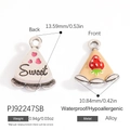 Triangle cake charm set in alloy finish with strawberry and Sweet text details - Sweet Text Cake Style (PJ92247SB)