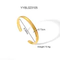 Minimalist twisted 18K gold plated stainless steel open bangle with 0.73cm width - Gold Wide Plain Style (YYBL023105)