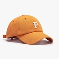 Bright orange cotton baseball cap with white P letter embroidery and curved brim - Adjustable / Orange Red