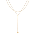 Minimalist double-layered Y-shaped 18K gold plated titanium necklace with ball pendant - Gold