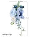 Blue and white artificial rose boutonniere for weddings with greenery, 23cm length - Ice Blue Rose Shoulder Flower